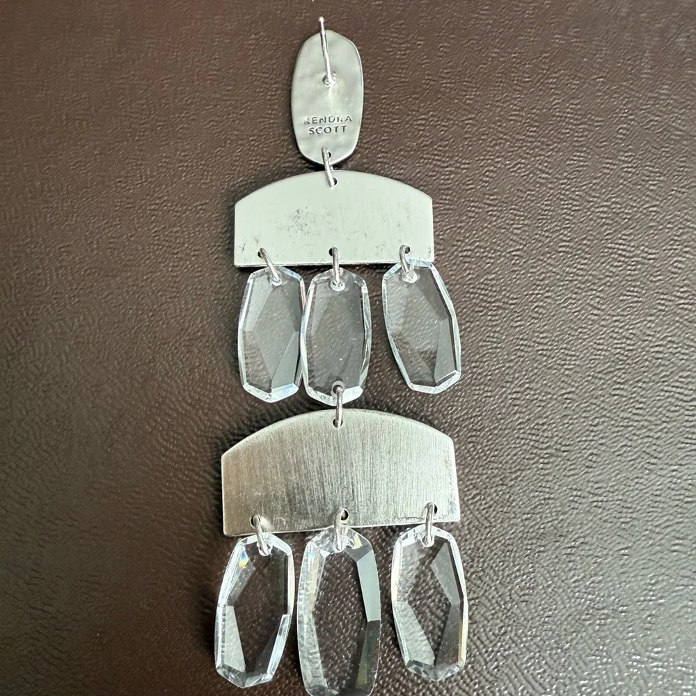 Kendra Scott Silver and Clear Chandelier Dangle Earrings - Picture 5 of 7